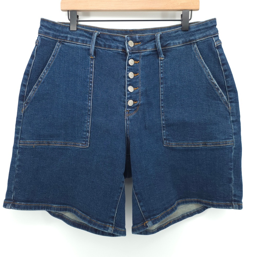 Judy Blue Dark Blue High-Rise Button Front Jean Shorts